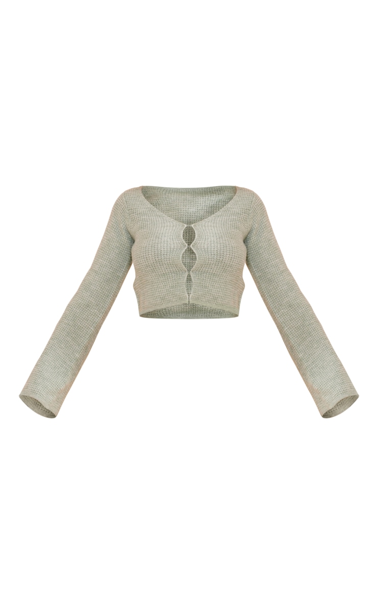 Sage Hook & Eye Tie Back Knitted Crop Sweater