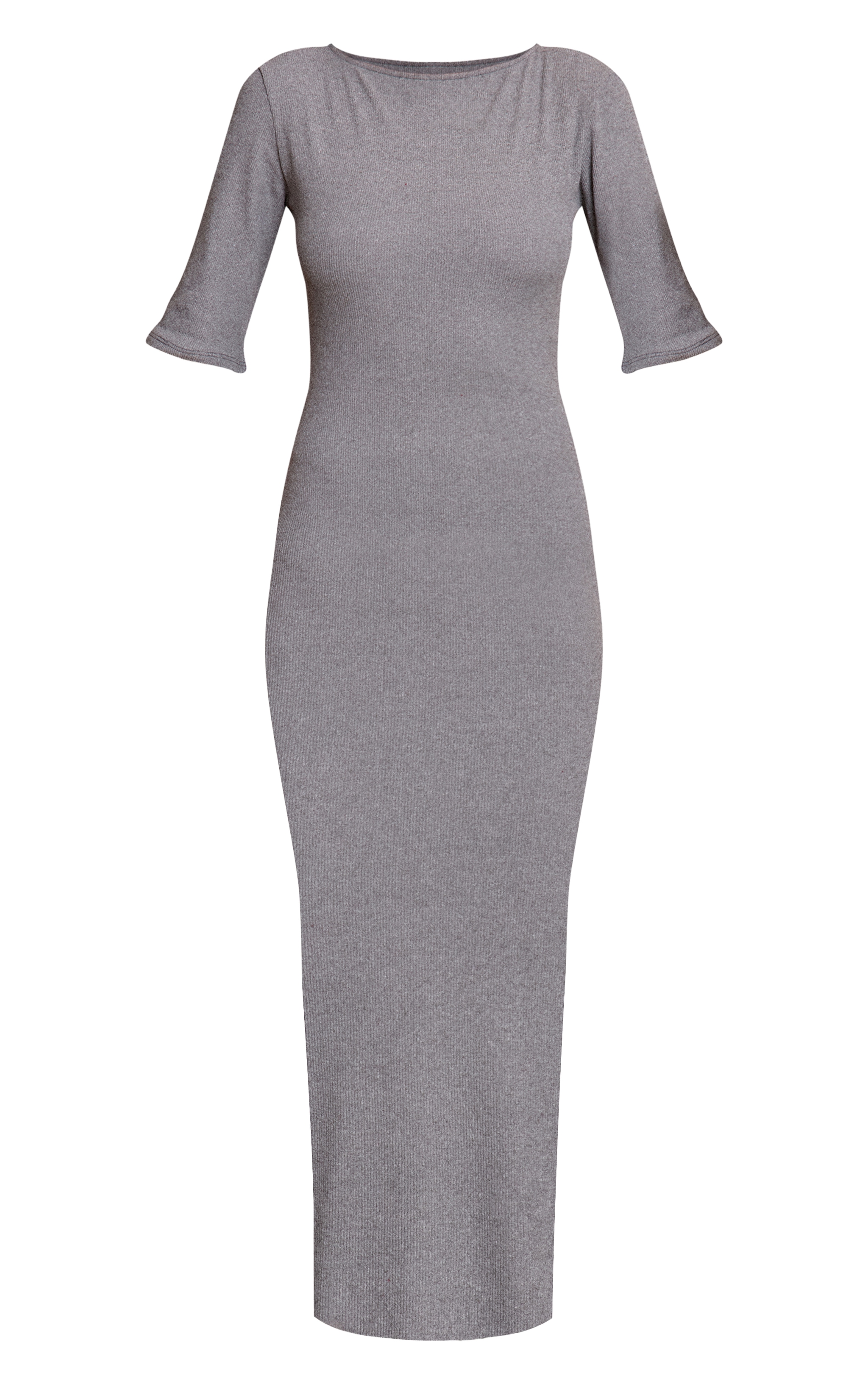 Charcoal Boat Neck Short Sleeve Maxi Dress image 5