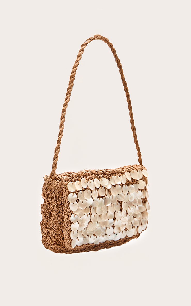 Sac à main en raphia non coloré à coquillages image 3