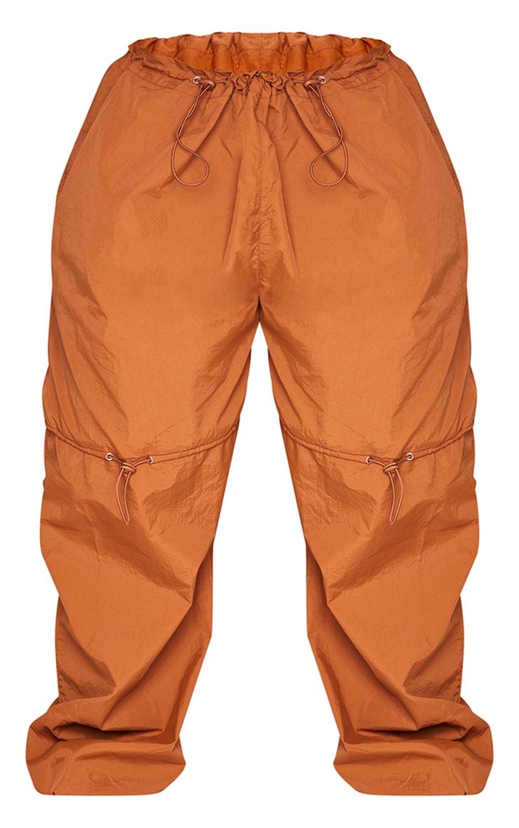 Plus Brown Parachute Toggle Detail Cargo Trouser image 5