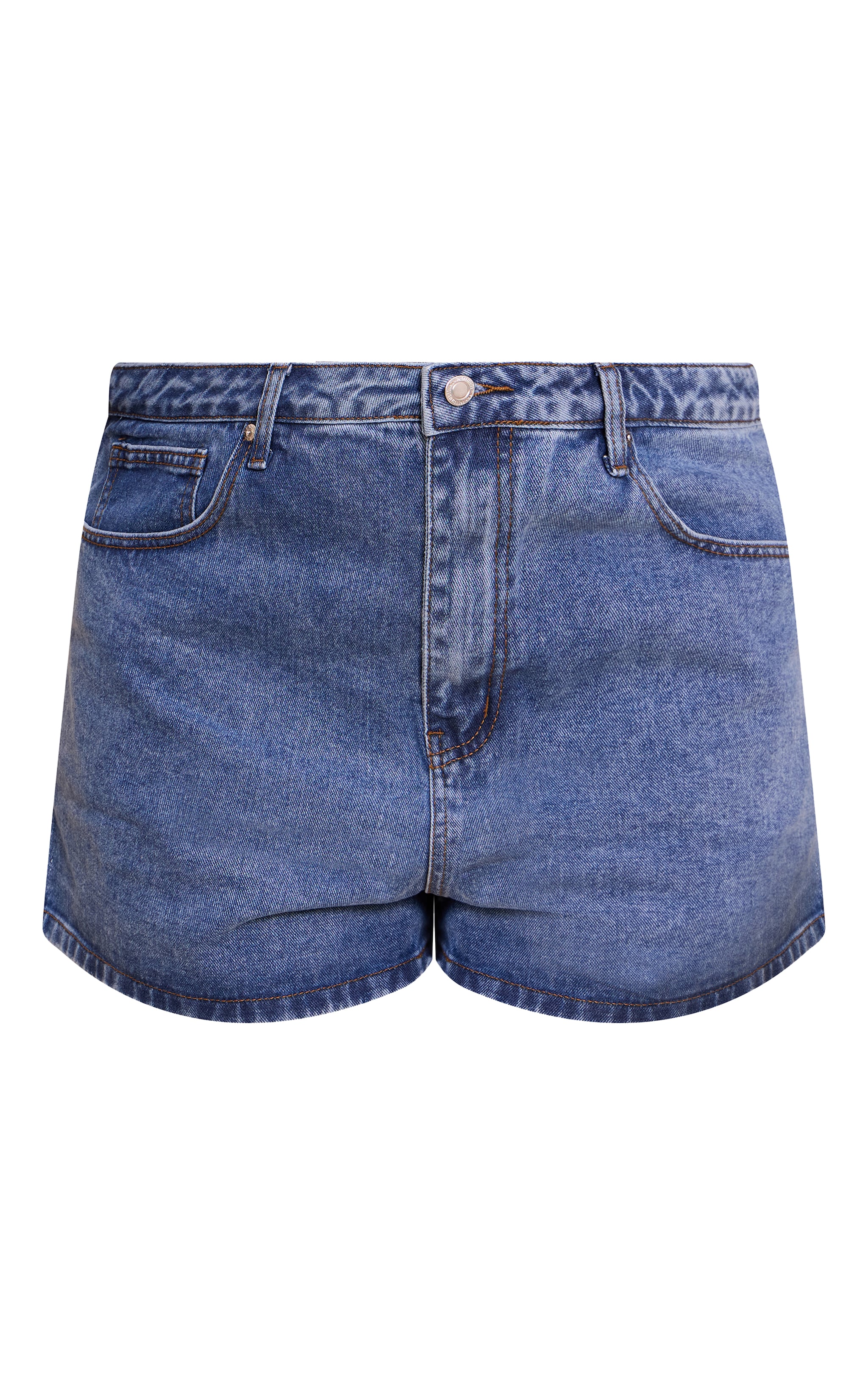 Plus Mid Blue Wash Mid Rise Denim Hotpants image 6