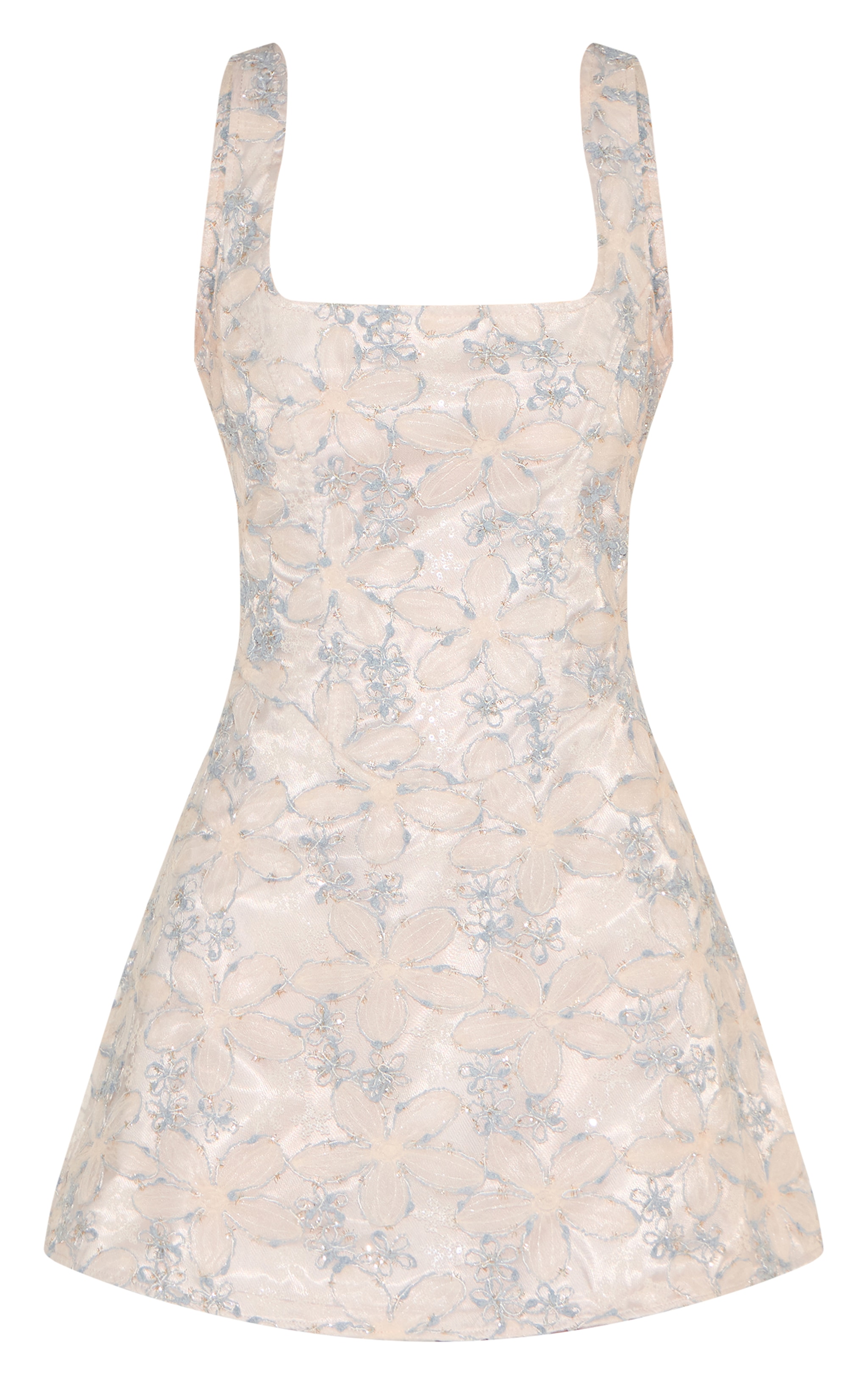 Blue Floral Jacquard Shift Dress image 5