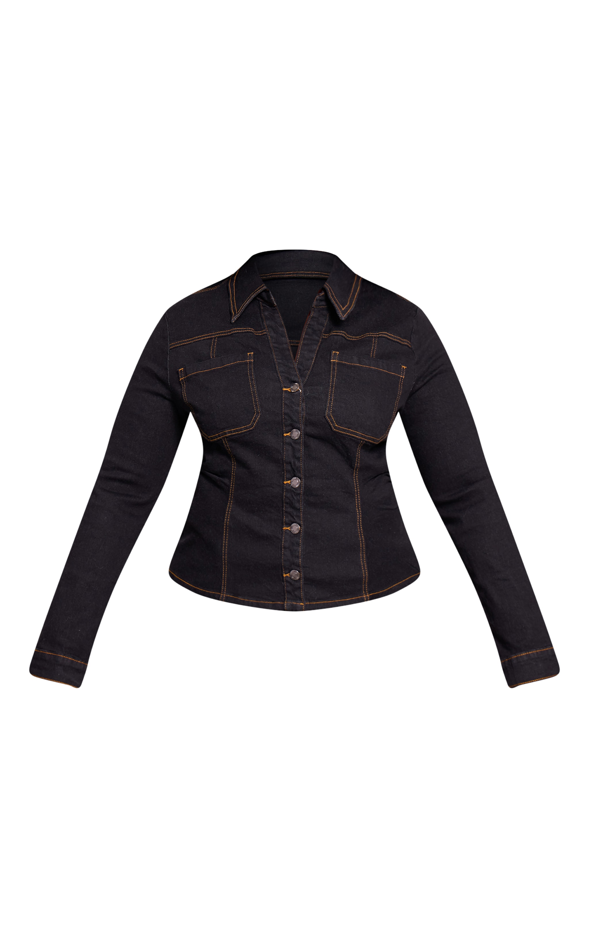 Plus Dark Indigo Fitted Denim Shirt image 5