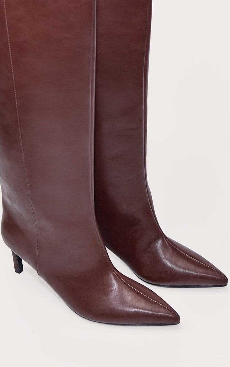 Chocolate Kitten Heeled Knee High Boot image 5