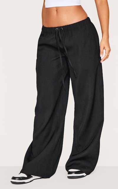 Petite Pantalon tissé deluxe noir à taille basse et cordons ajustables