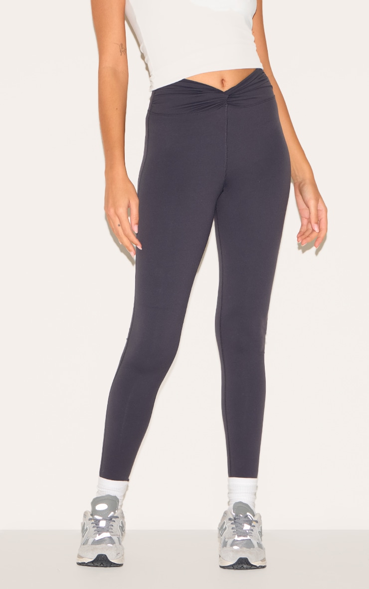 Legging de sport en Sculpt gris anthracite noué devant image 2