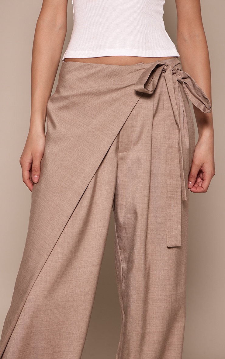 Stone Wrap Tie Woven Straight Leg Pants image 4