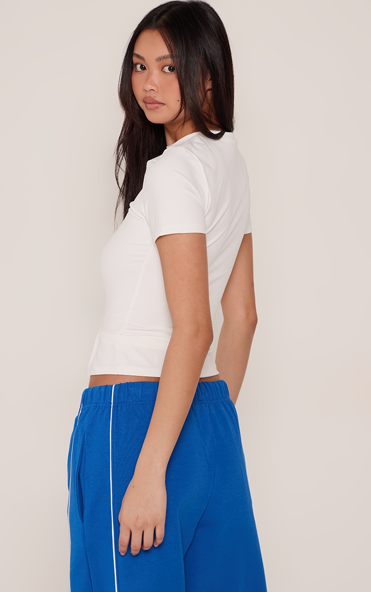 White Ultimate Sculpt Longline Short Sleeve Gym Top image 2