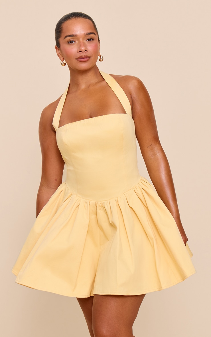 SHAPE BUTTER CREAM Woven Bandeau Ruched Skater MINI Dress image 1
