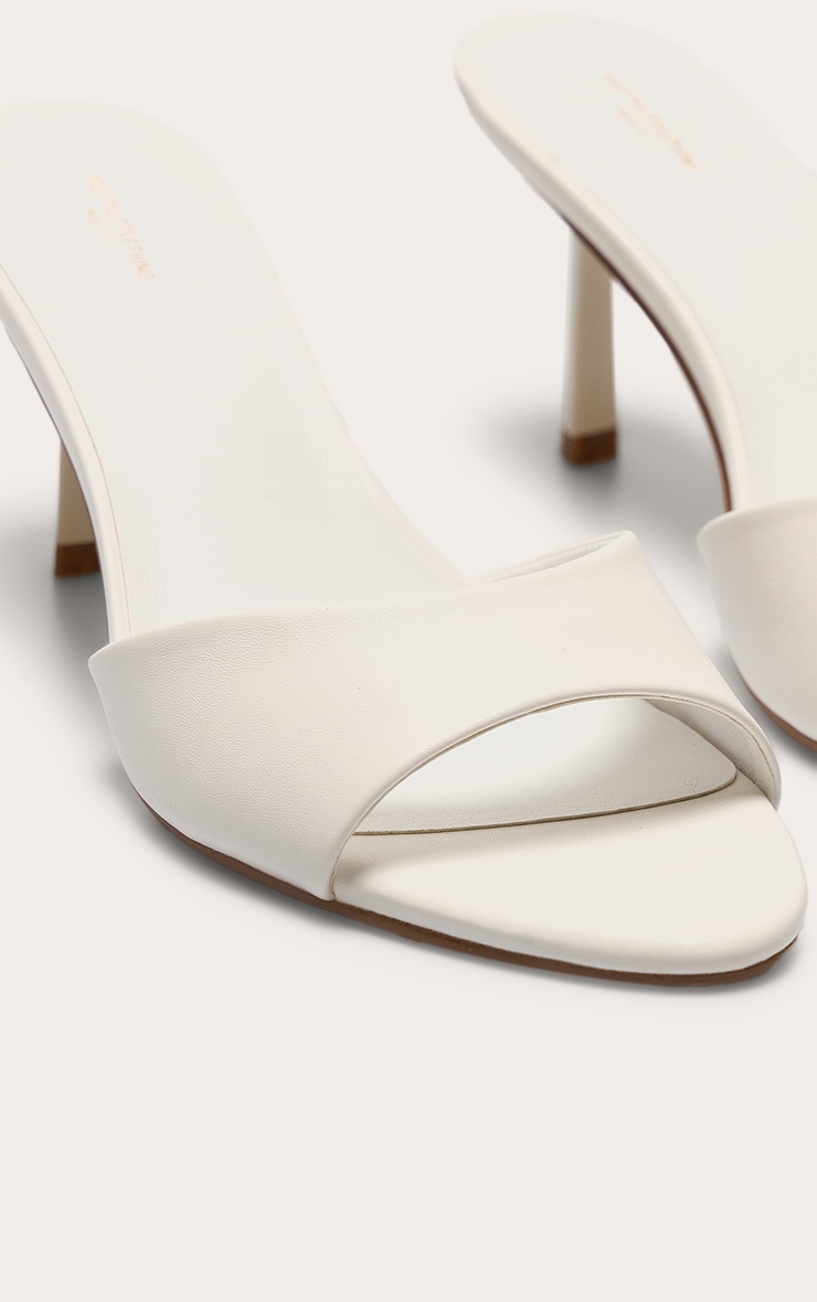【PORTERNA】Medin round mules Wide Fit White Round Toe Mid Stiletto Heel Mules | Footwear