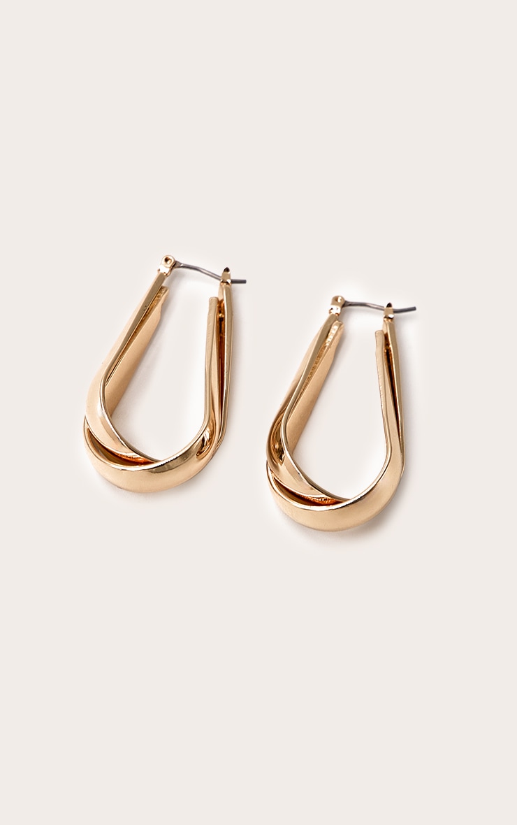 Gold Smooth Overlap Hoop Earrings image 3