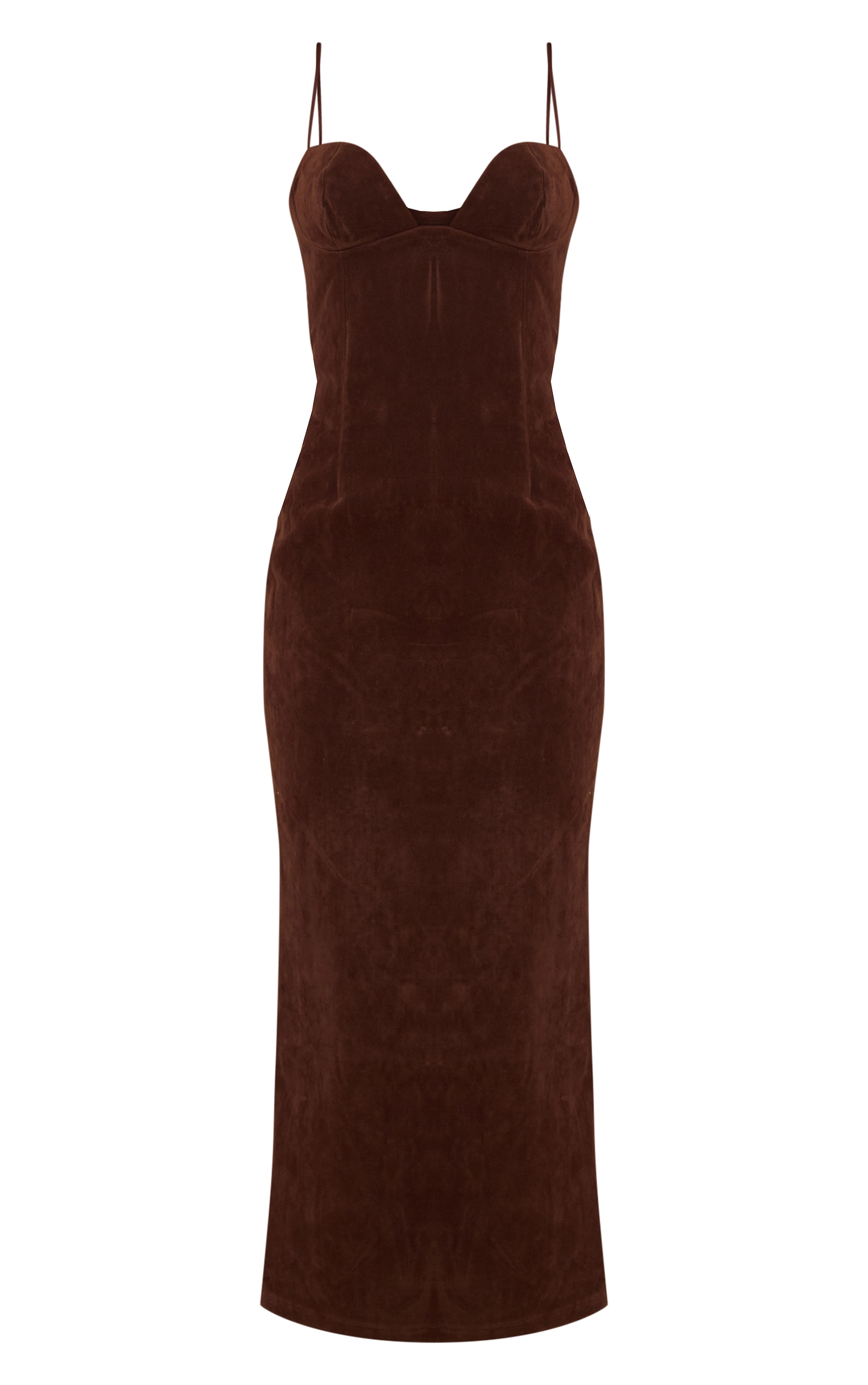 Chocolate Faux Suede Bodycon Maxi Dress image 5