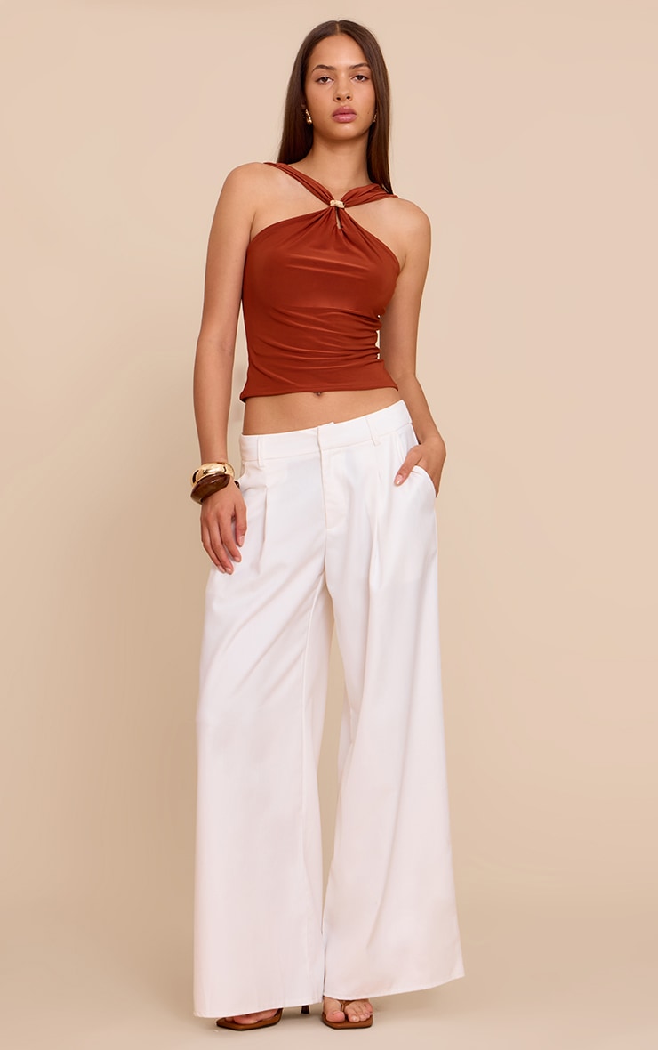 Rust Double Layer Slinky Trim Detail Sleeveless Top image 3
