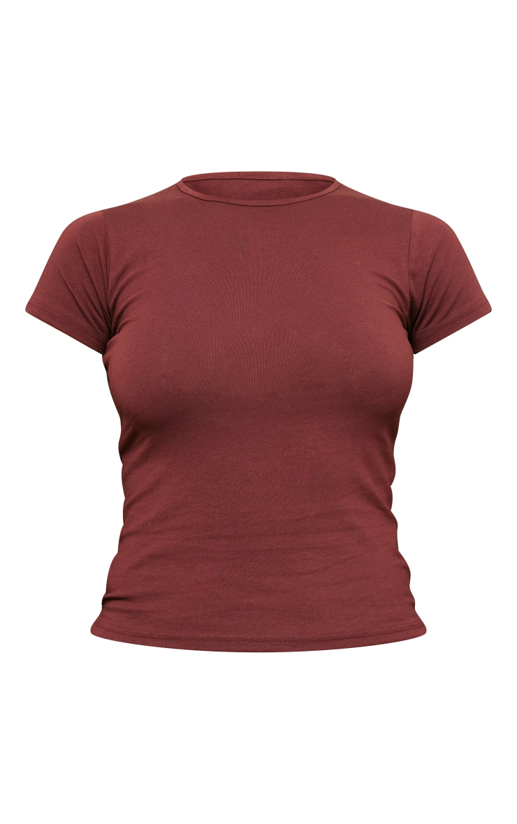 Cherry Red Basic Cotton Fitted Crew Neck T Shirt Tops PLT KSA