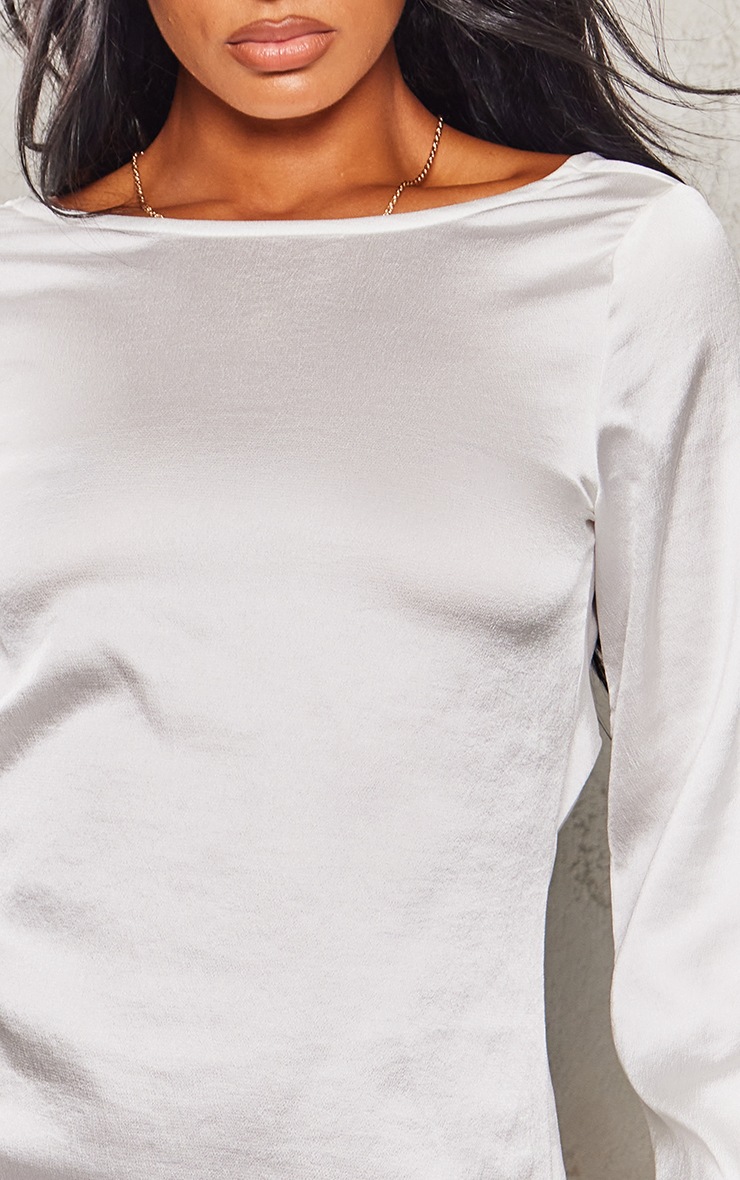 White Satin Cowl Back Shift Dress image 4