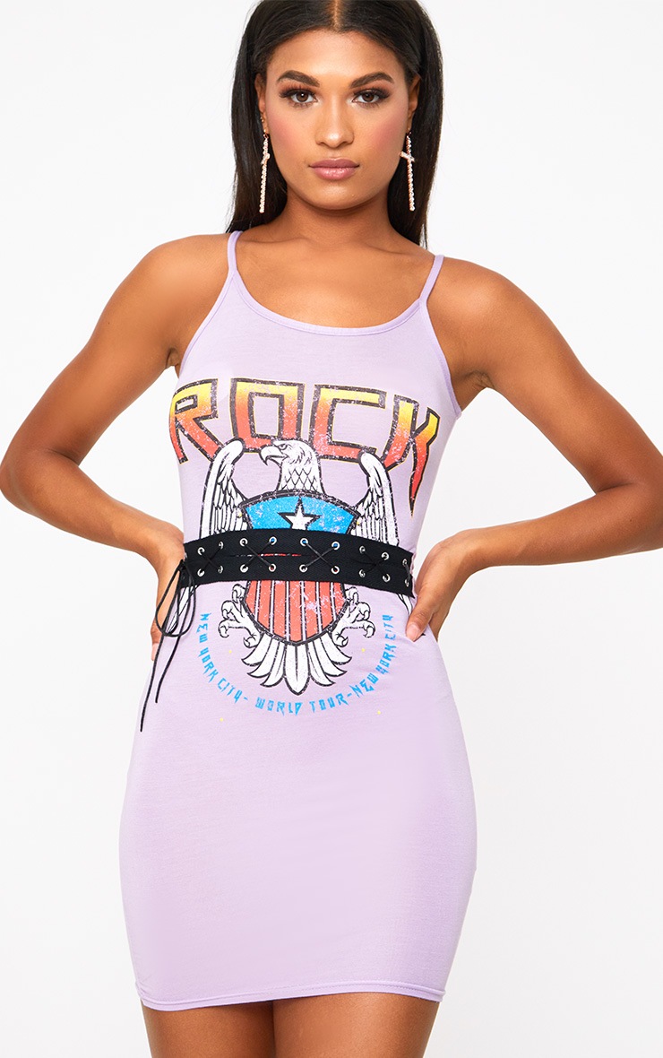 Lilac Lace Panel Bodycon Dress Dresses PrettyLittleThing