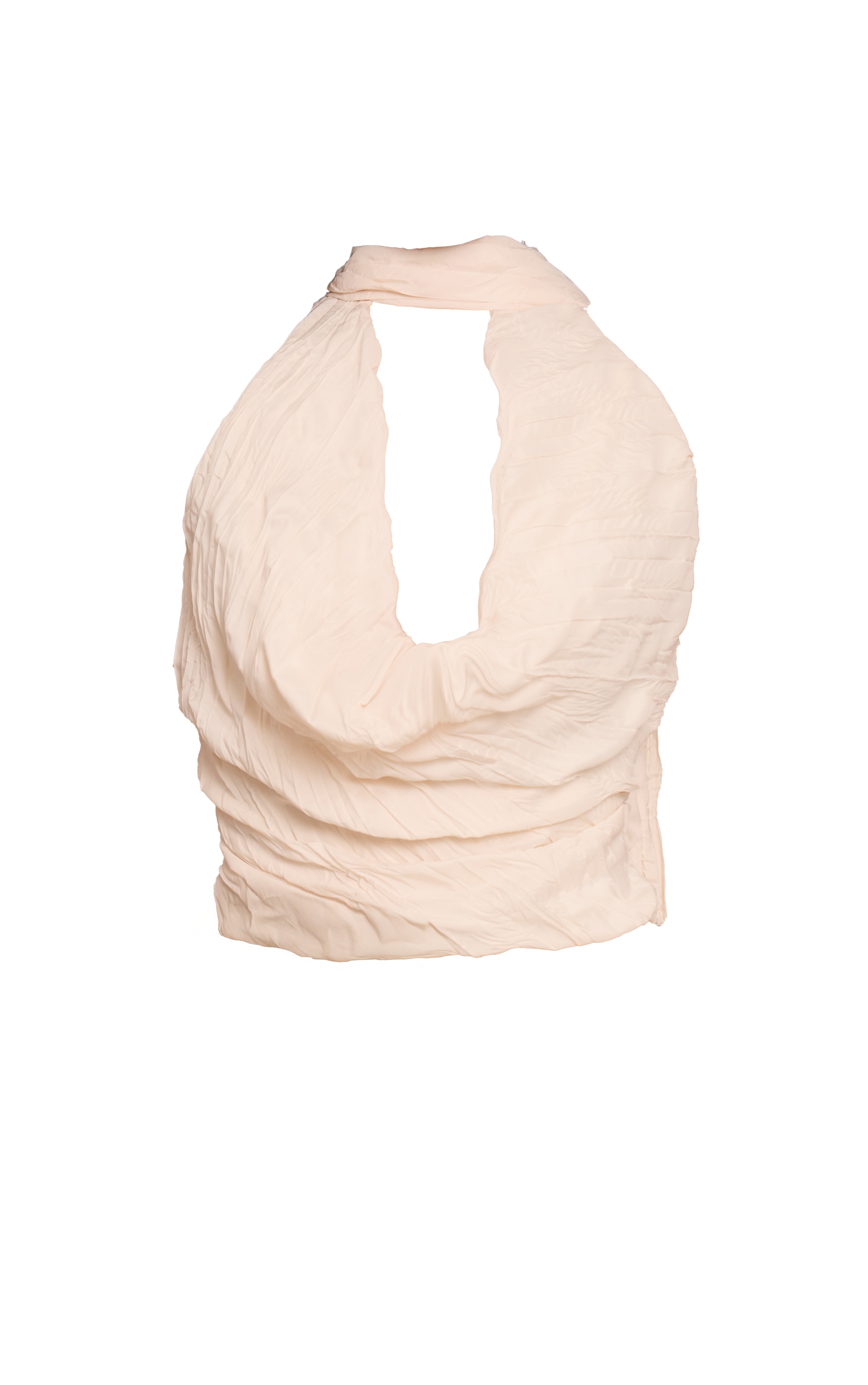 Cream Crinkled Woven Extreme Cowl Top image 5