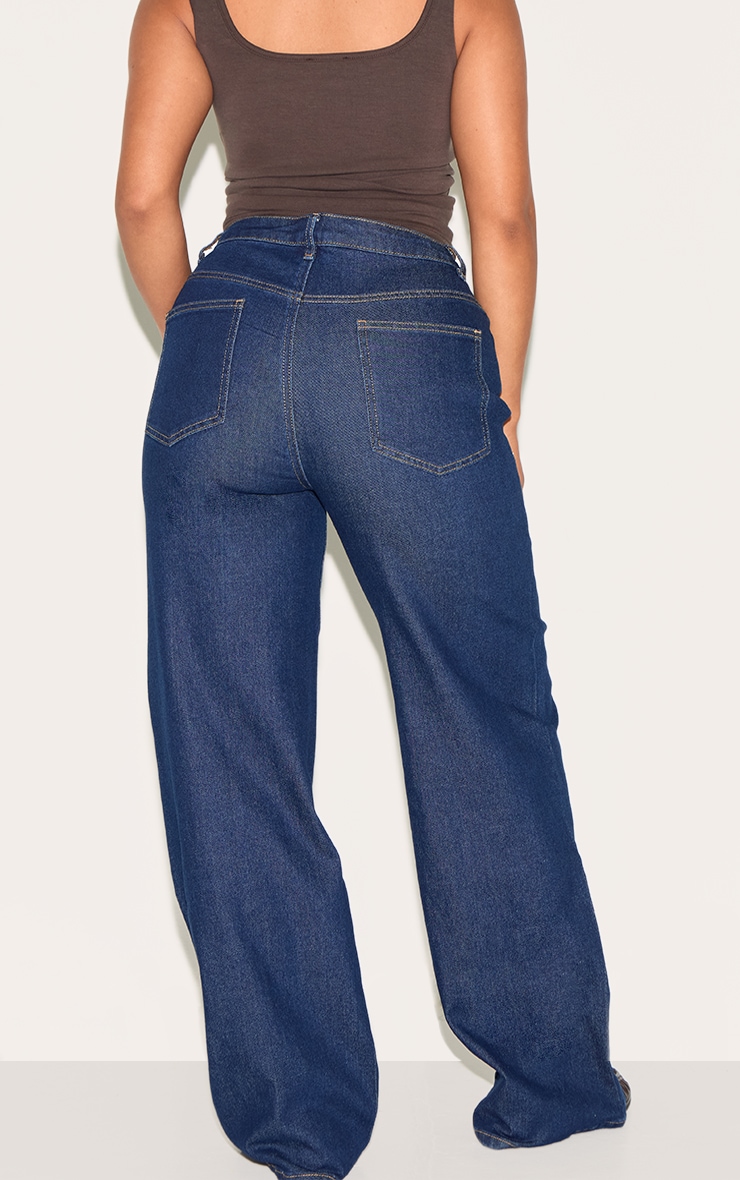 Shape Indigo Stretch Denim Highwaisted Adjustable Button Wide Leg Jeans image 3