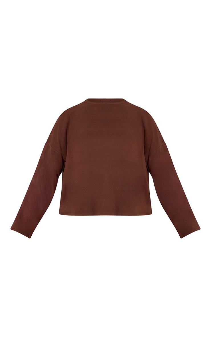 Plus Chocolate Soft Touch Oversized Long Sleeve Tshirt image 5