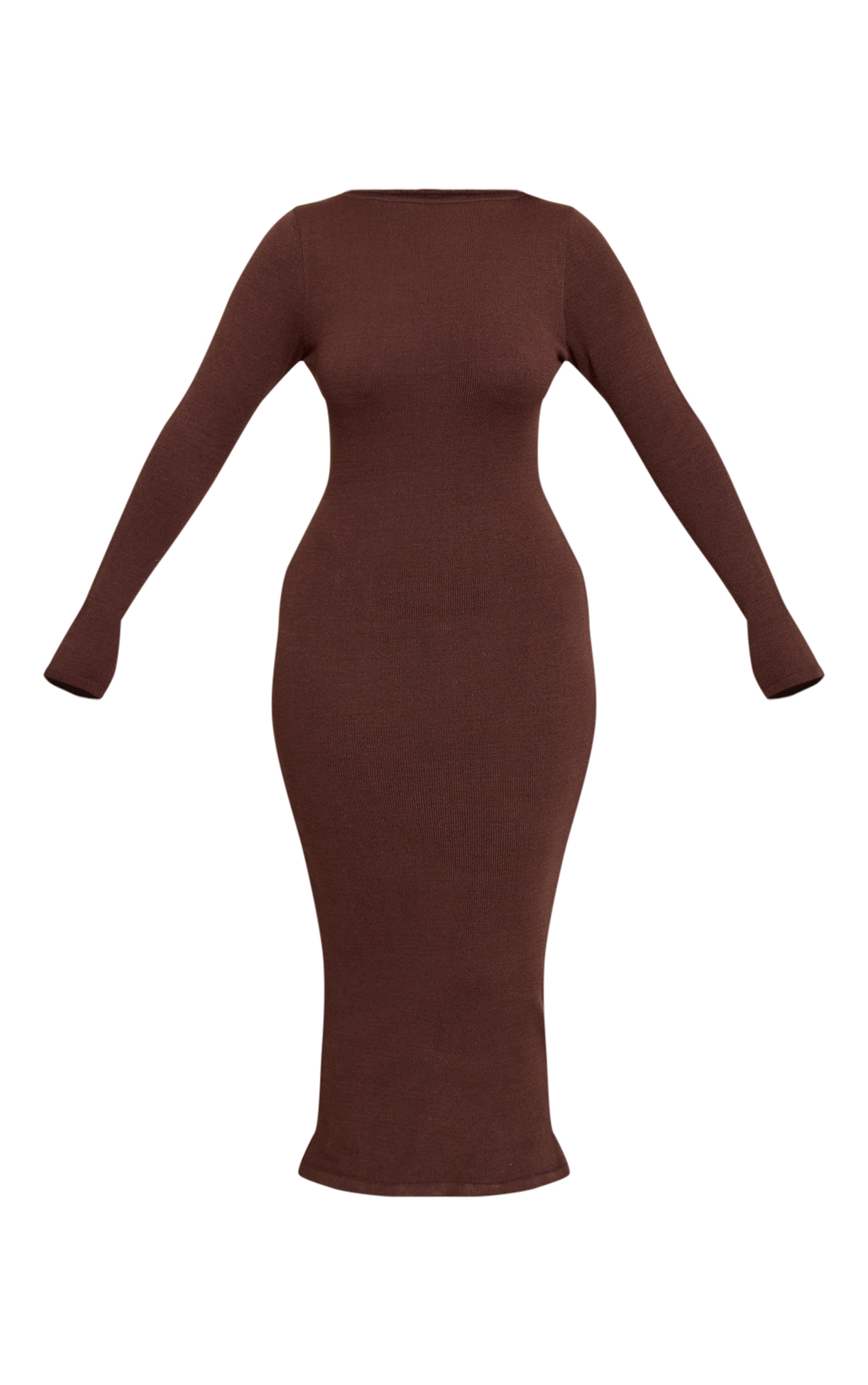 Shape Chocolate Knit Boat Neck Long Sleeve Maxi Dress image 5
