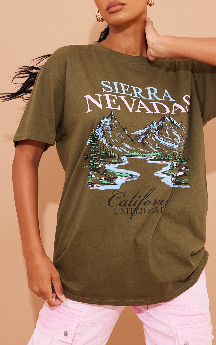 Khaki Sierra Nevada Print T Shirt image 3