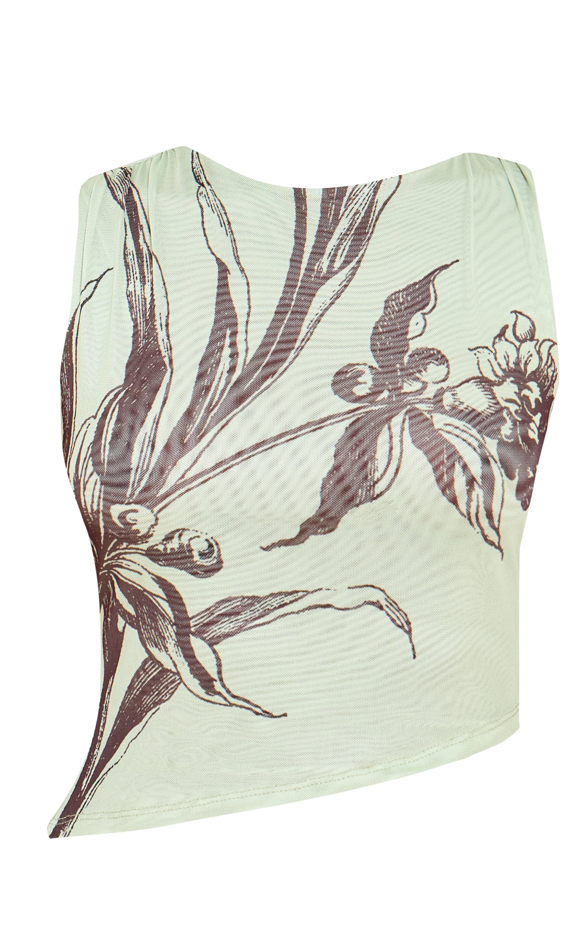 Mint Floral Printed Lined Mesh Crop Top image 5