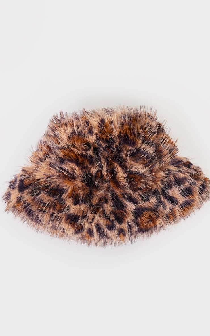 Leopard Faux Fur Bucket Hat image 2