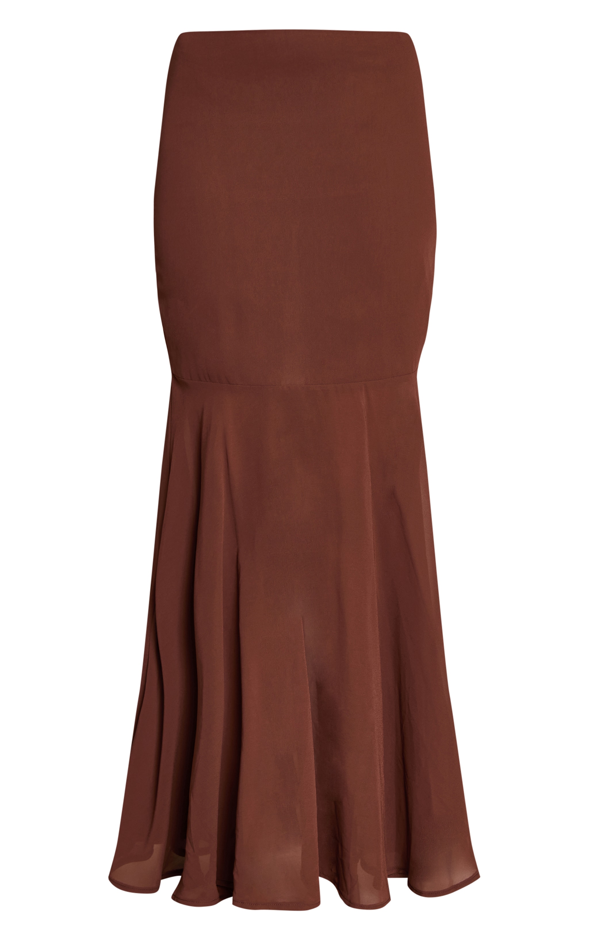 Chocolate Brown Chiffon Fishtail Maxi Skirt image 5