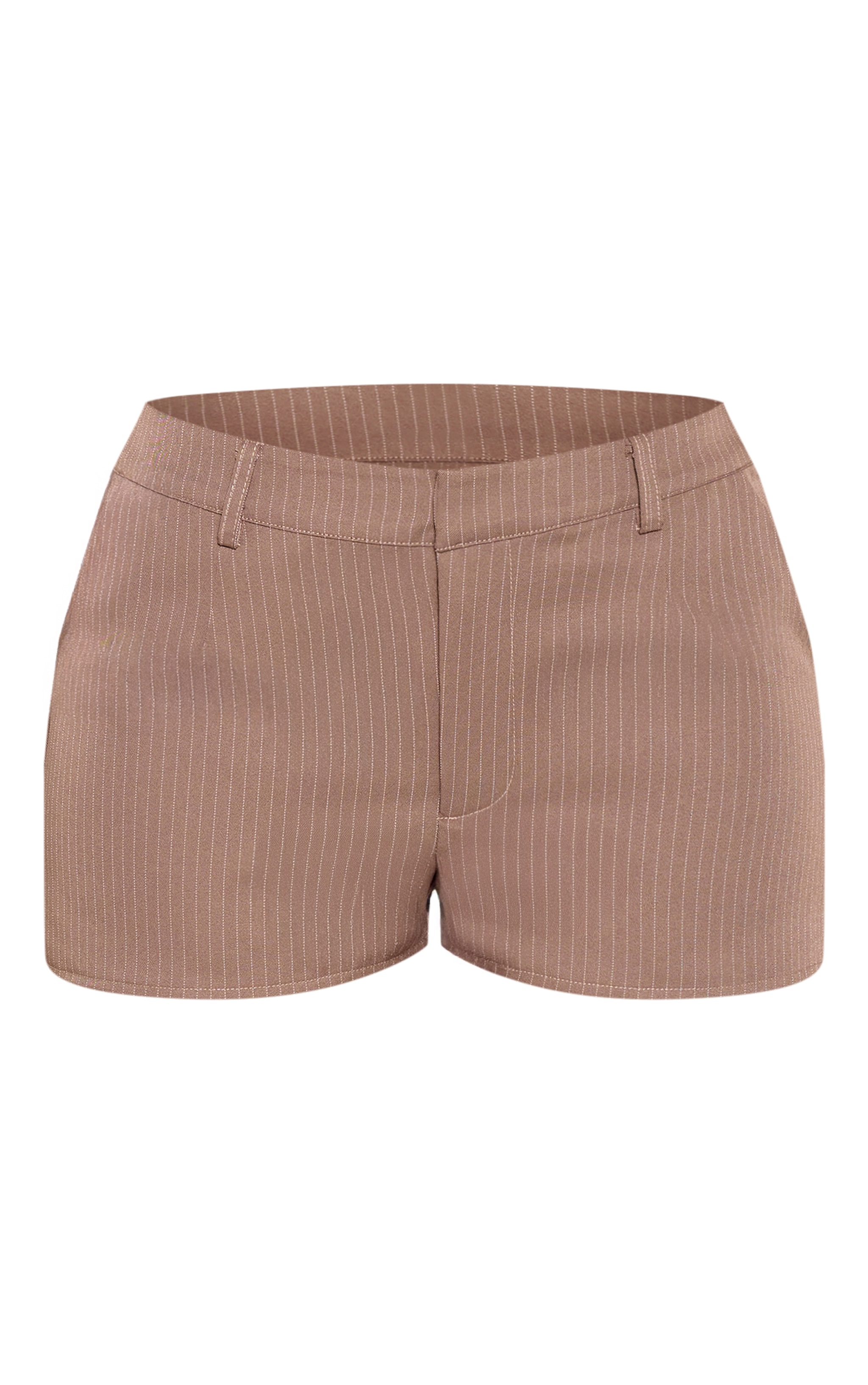 Petite Taupe Pinstripe Tailored Mini Shorts image 6