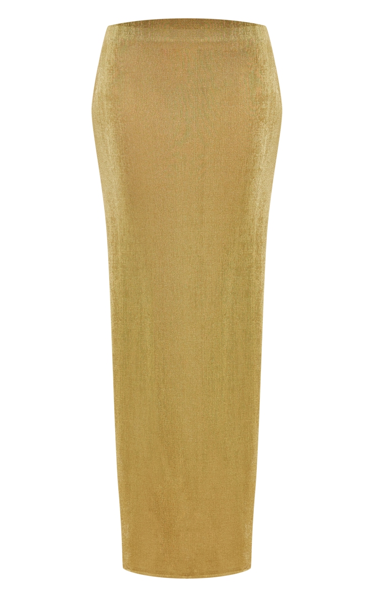 Olive Slinky Acetate Basic Maxi Skirt PrettyLittleThing