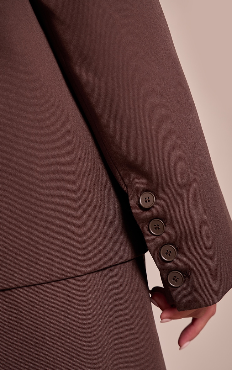 Dark Brown Tailored Woven Oversized Dad Blazer image 4