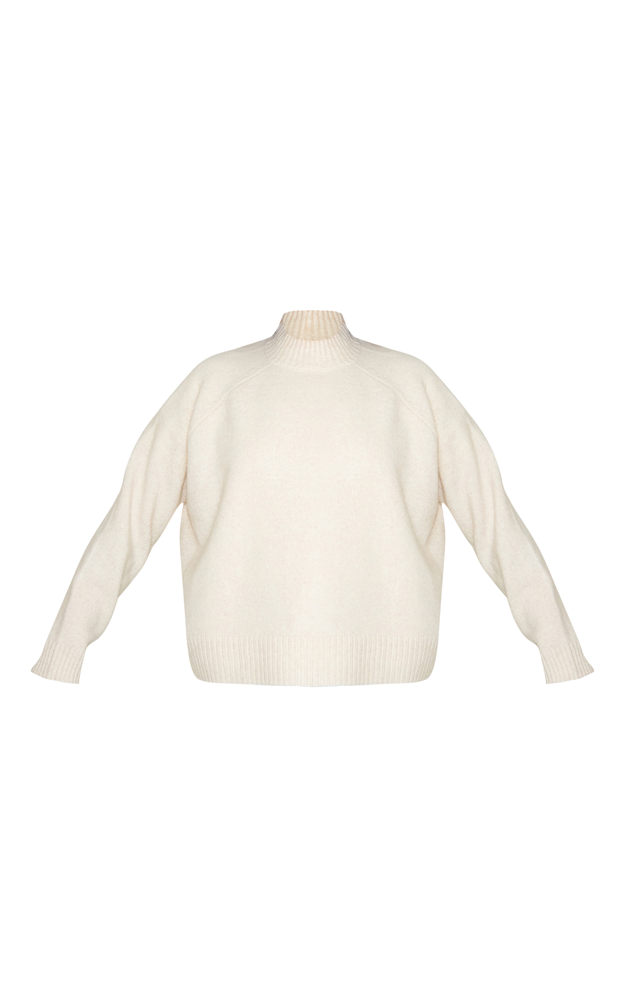 Tall Cream Knit Oversized Polo Neck Sweater image 5