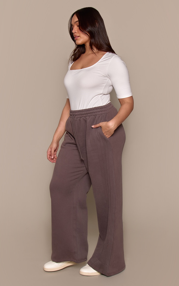 Plus Charcoal Grey Plus Black Seam Detail Sweatpants image 2