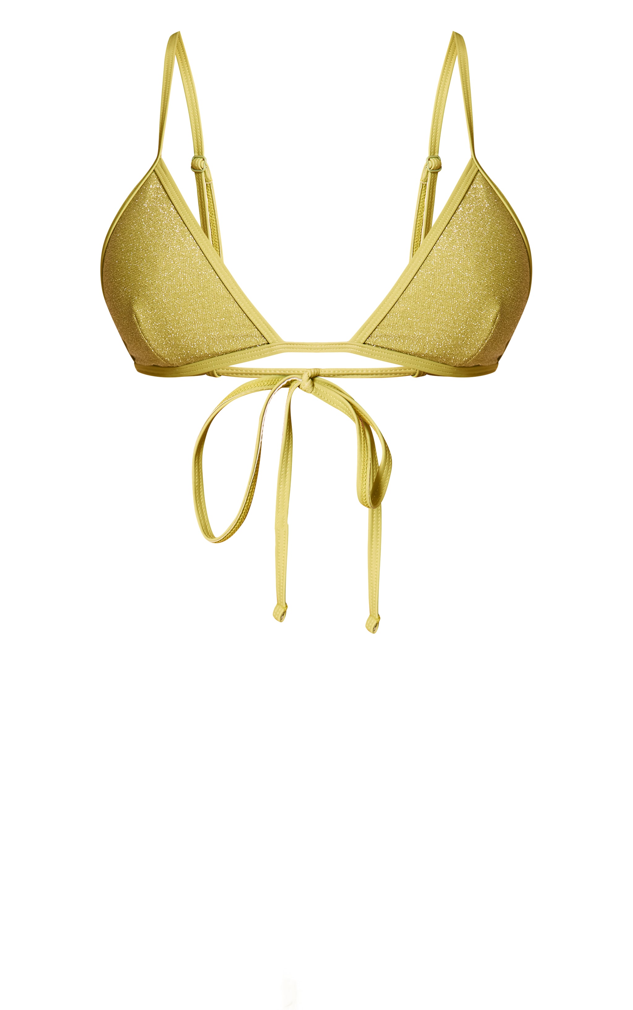 Sage Green Textured Lurex Triangle Bikini Top image 5