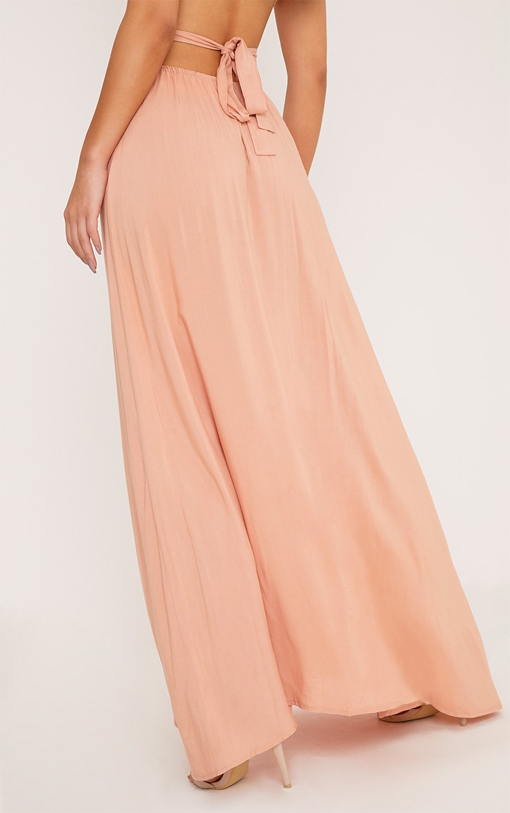 Harlie Nude Tie Back Button Down Maxi Dress PrettyLittleThing