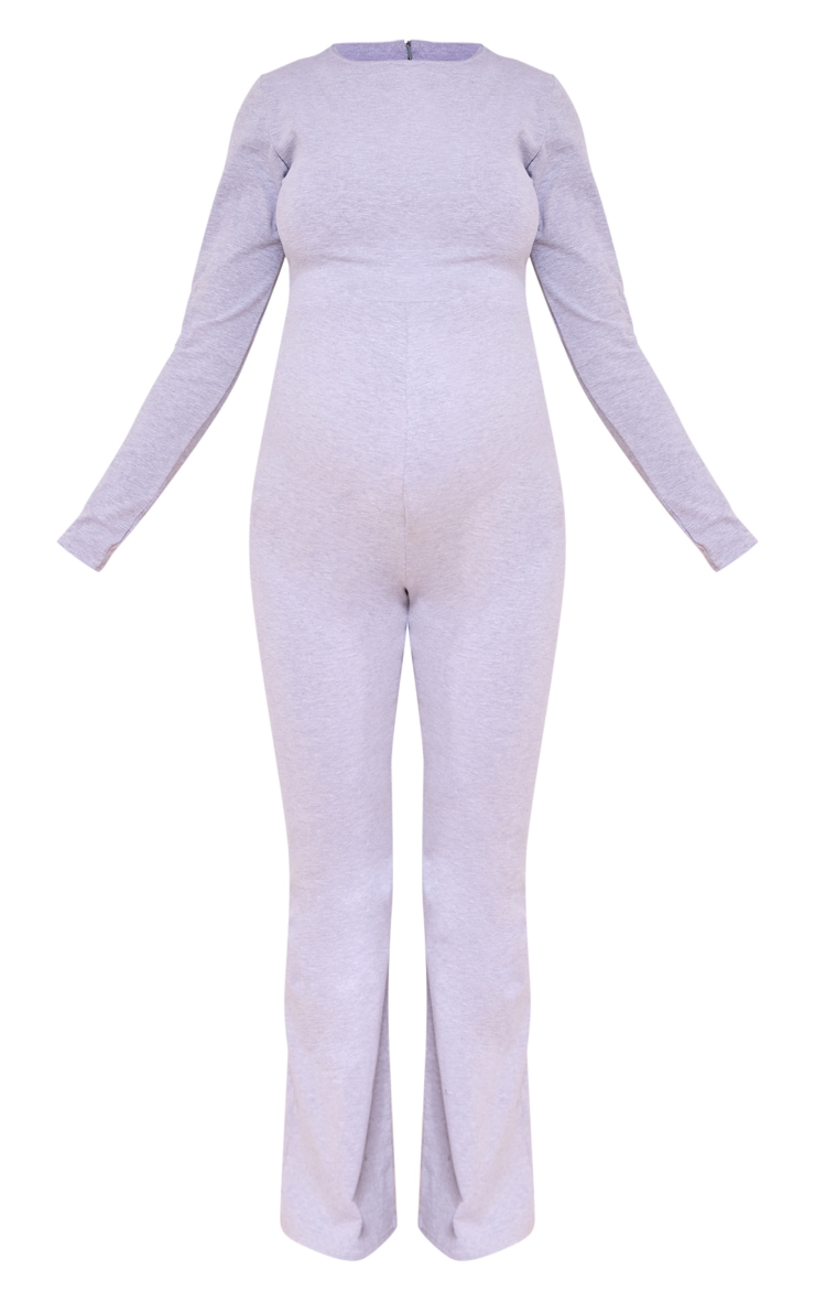 Maternity Grey Marl Long Sleeve Flared Jumpsuit image 5