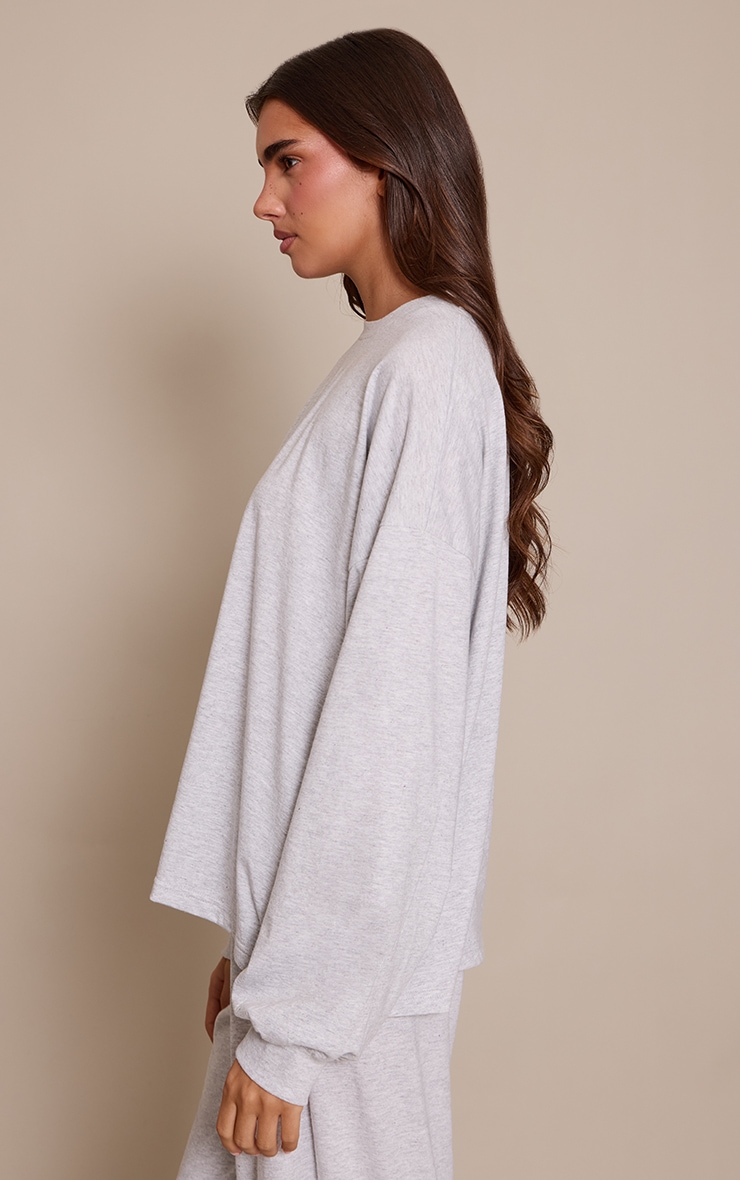 Ash Grey Long Sleeve Oversized Pyjama Top image 4