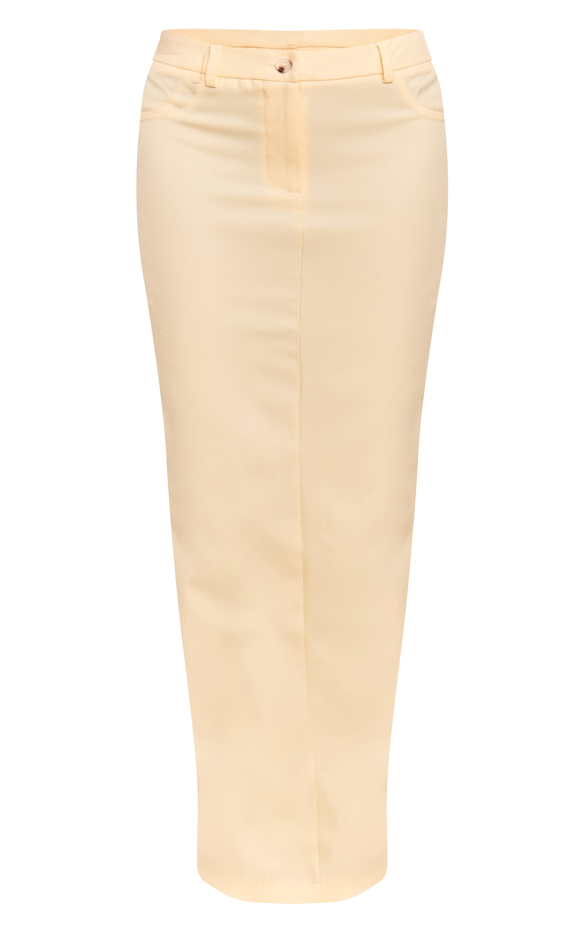Butter Yellow Tailored Woven Maxi Skirt image 5