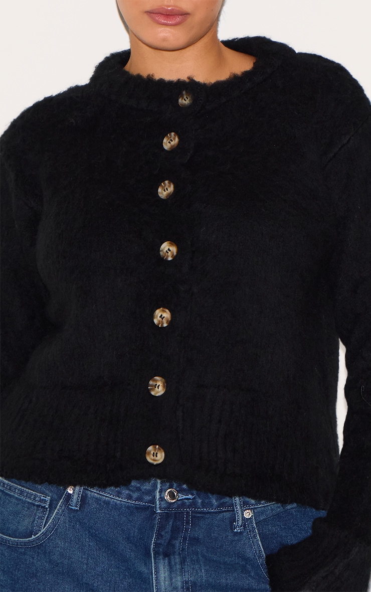 Plus Black Eyelash Knitted Cardigan image 4