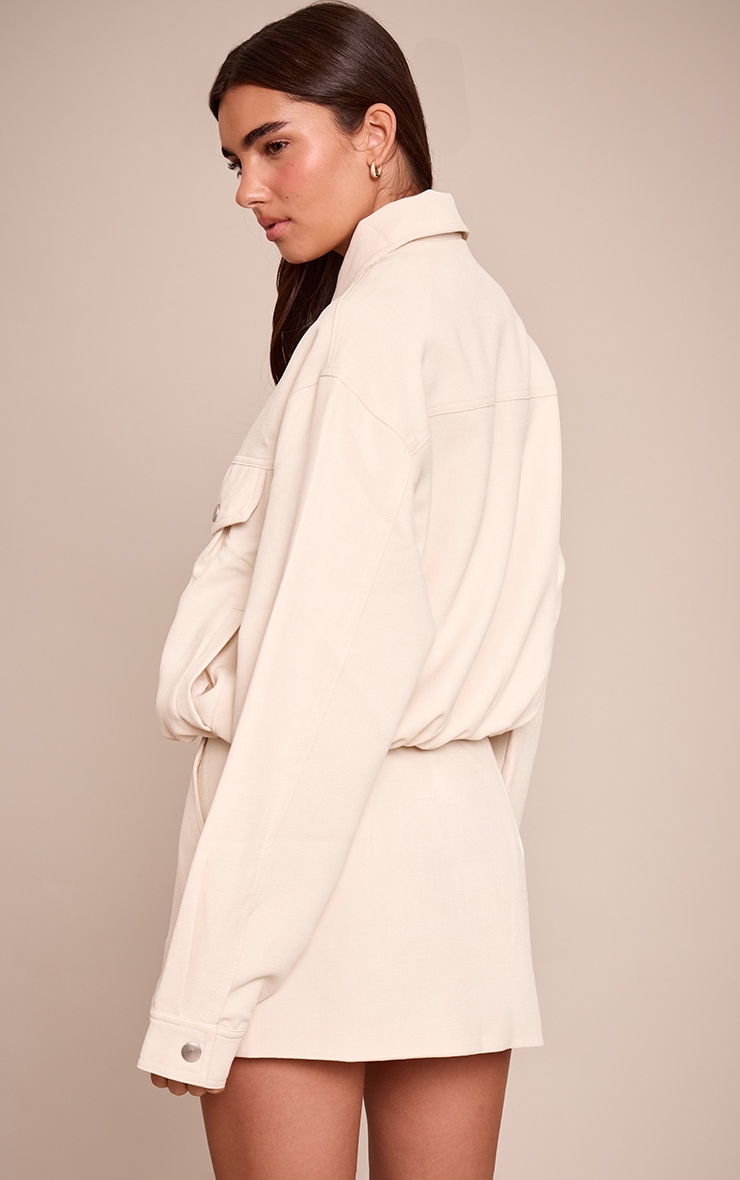 Cream Tailored Woven Oversized Seam Detail Jacket  image 2