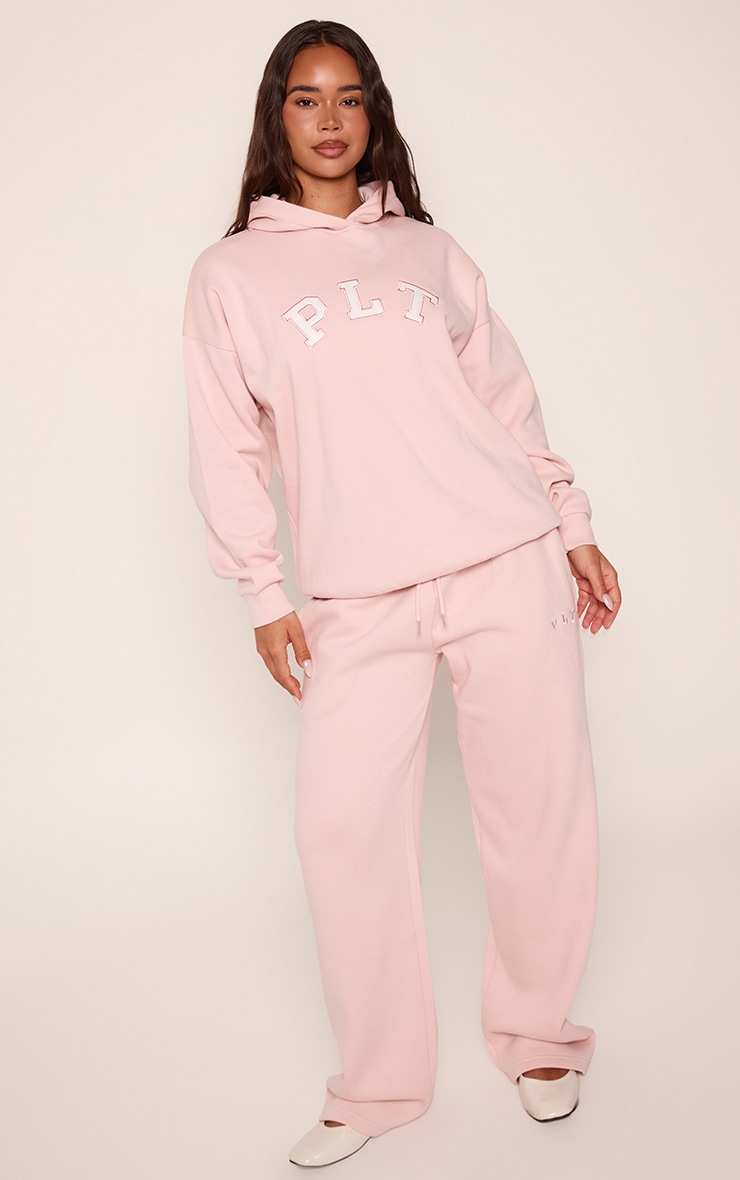 Pink PLT Logo Oversized Wide Leg Joggers