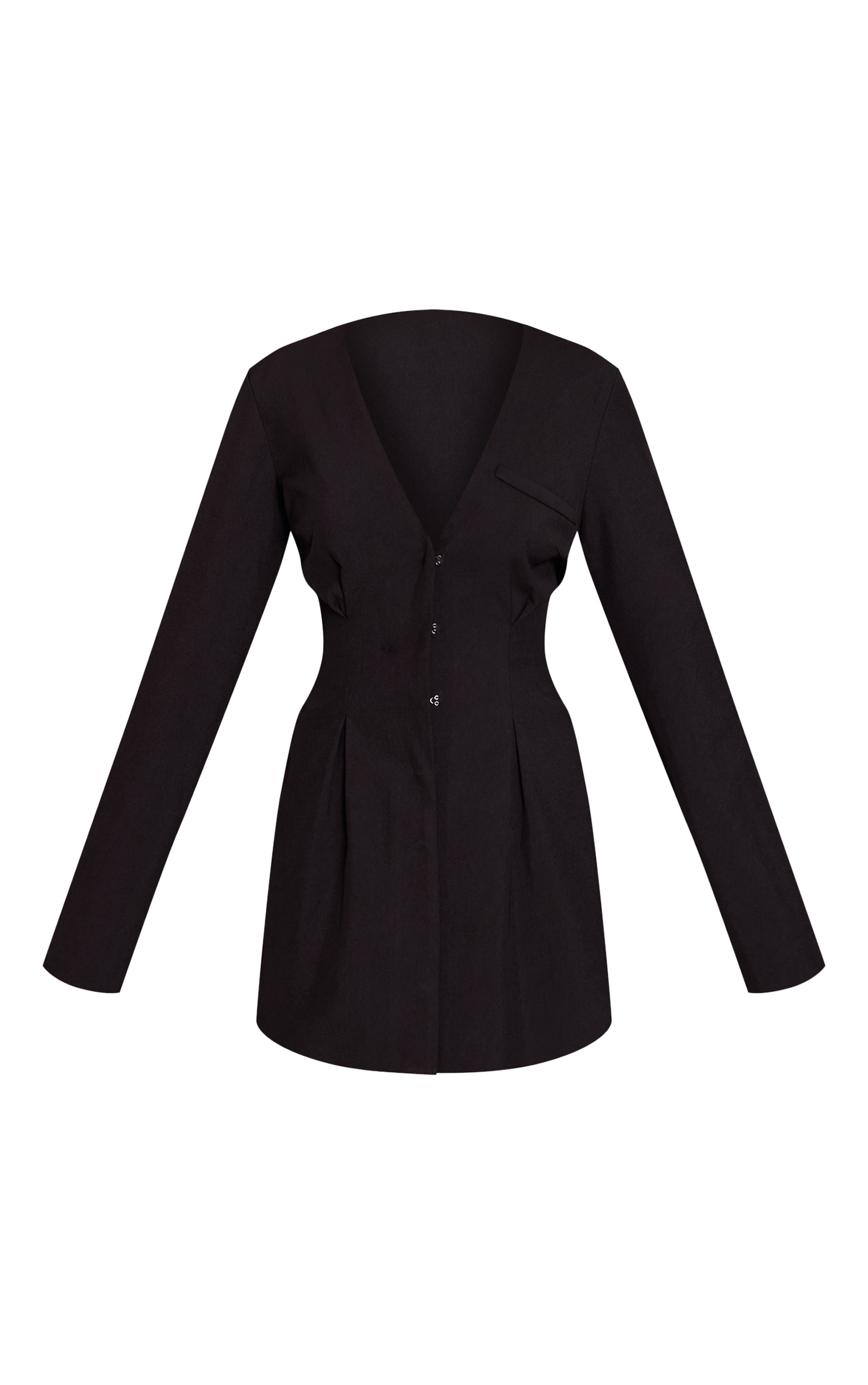 Black Cinched Waist Pleated Blazer Dress image 5