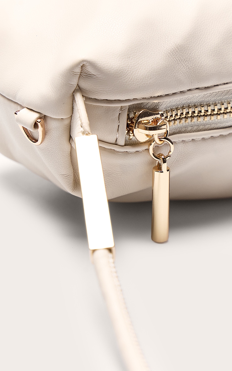 Cream Soft PU Gold Hardware Shoulder Bag image 5