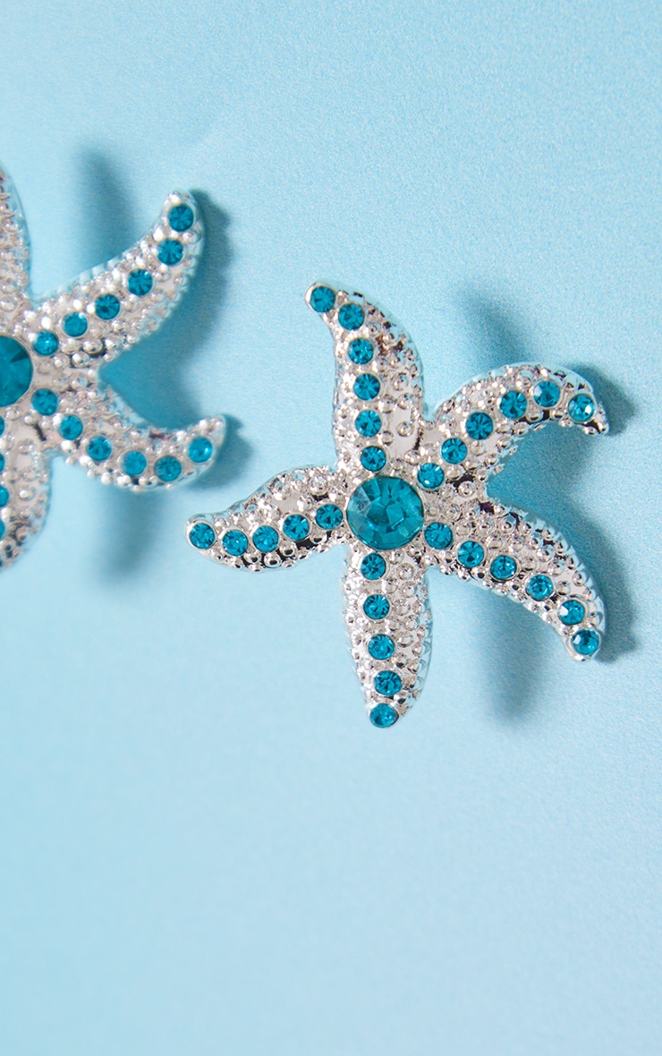 Boucles d'oreilles oversize bleues à étoile de mer image 3