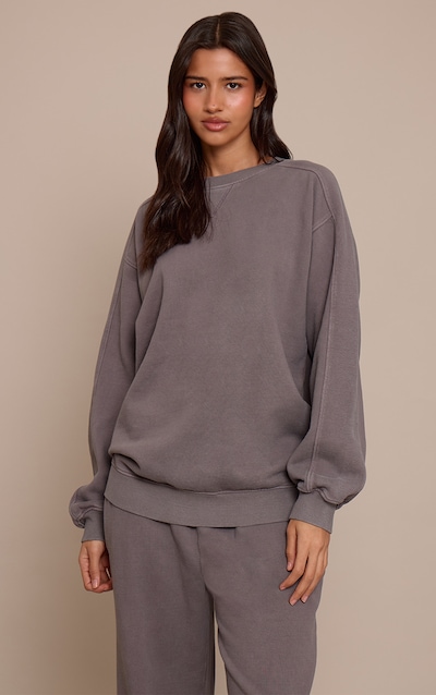 Tall Charcoal Acid Washed Cross Stitch Sweatshirt