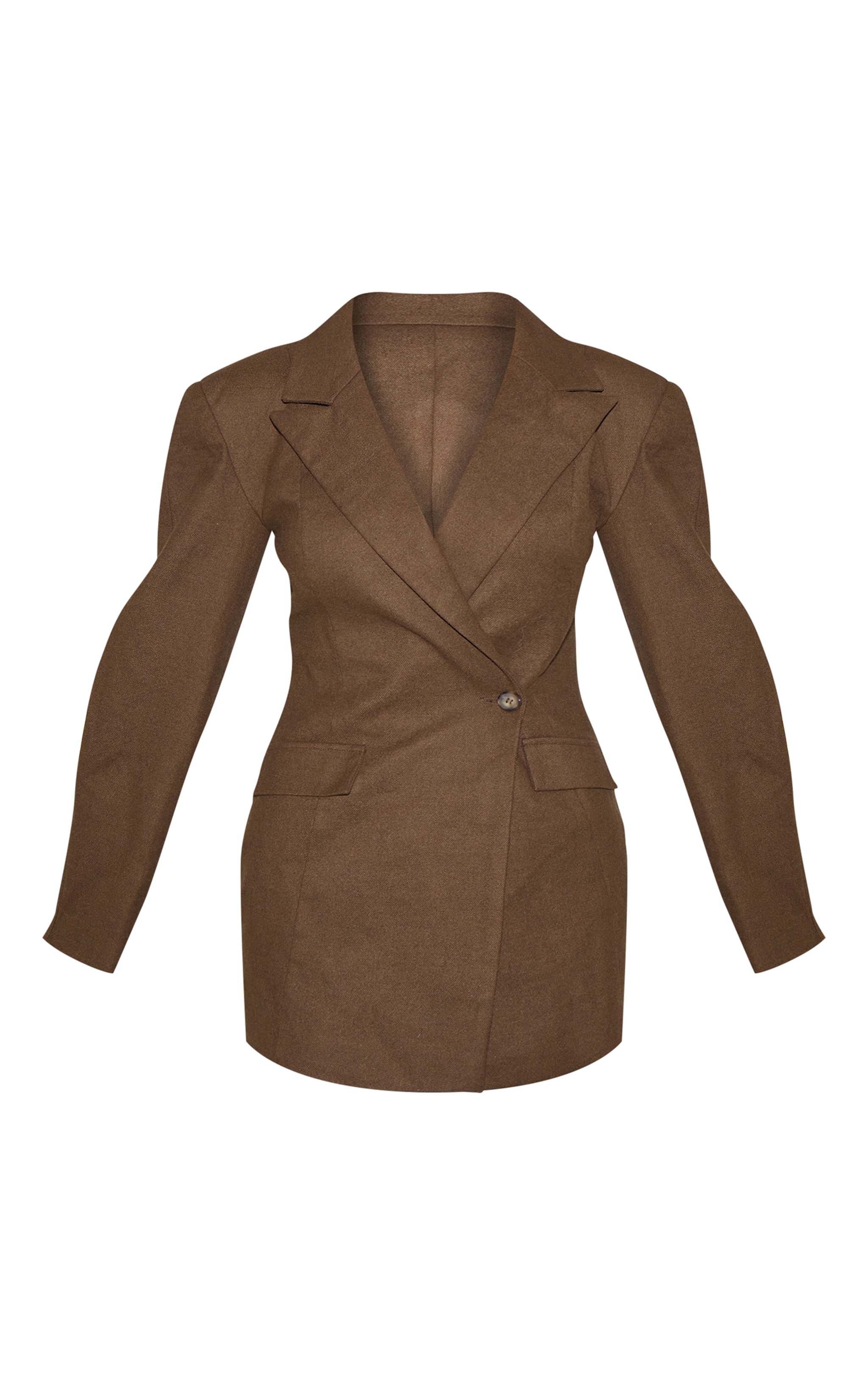 Chocolate Wool Look Structured Blazer Dress image 5