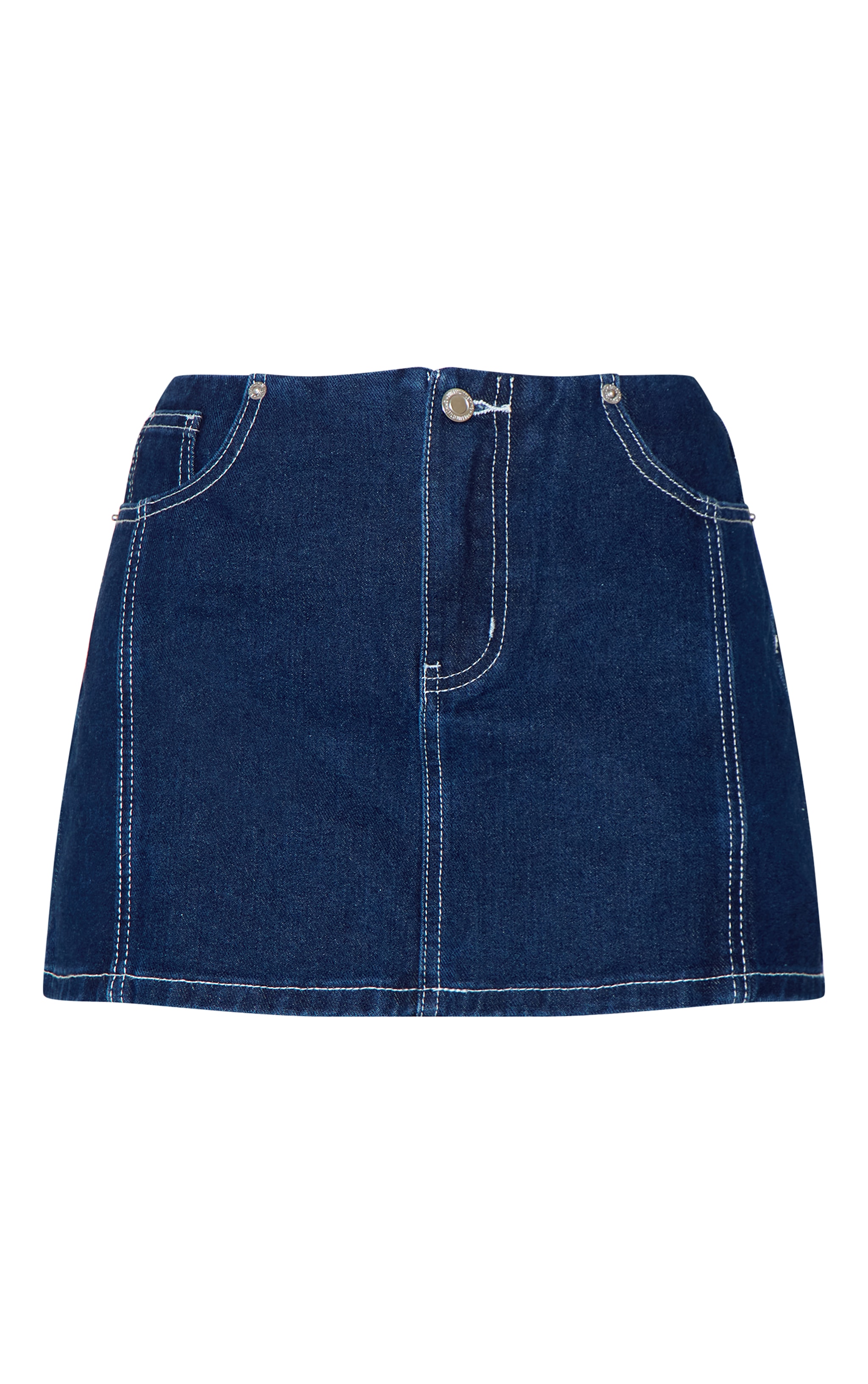 Indigo Contrast Stitch No Waistband Denim Mini Skirt image 6