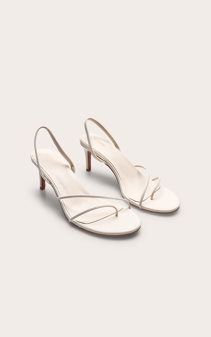 Sandales rondes à petit talon en PU crème à bride doublée et bride derrière image 3