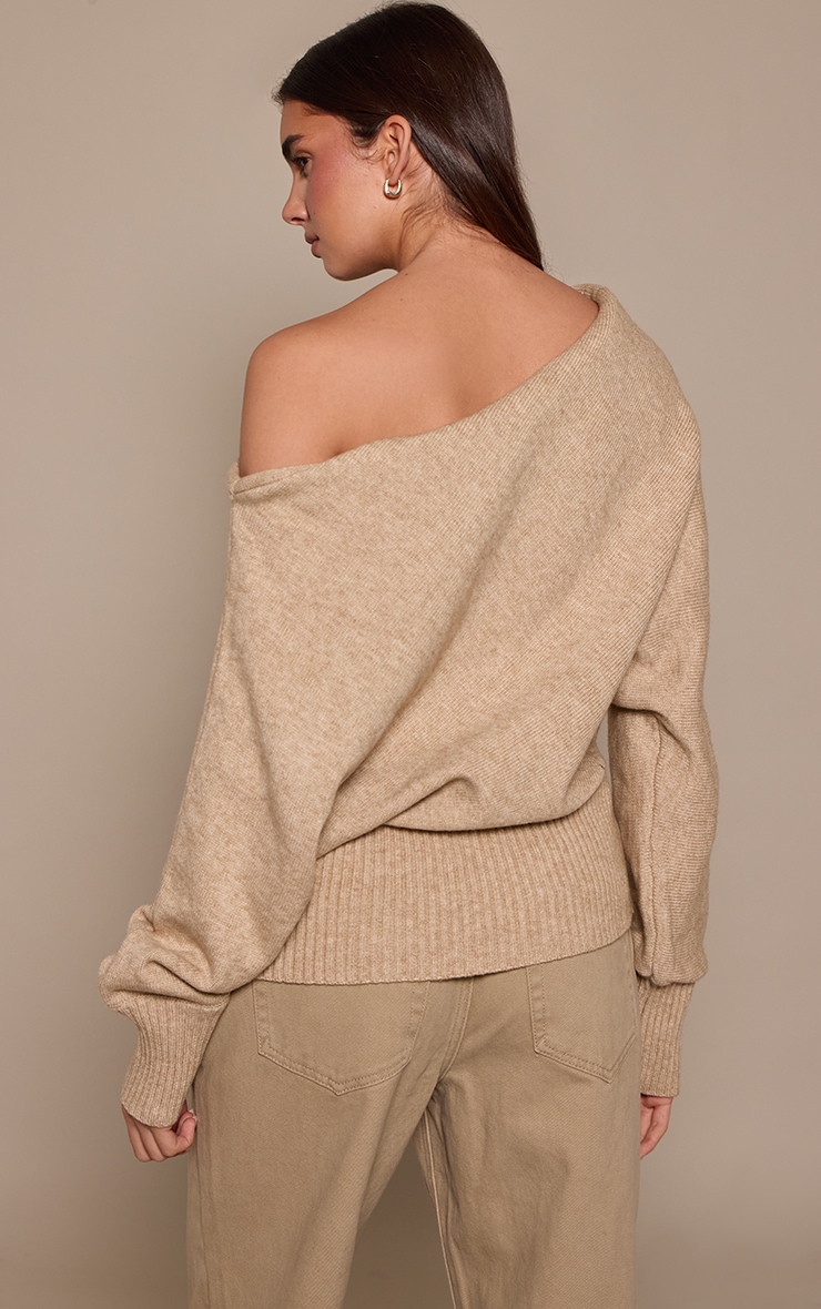 Beige Slouchy Oversized Rib Waist Jumper  image 2