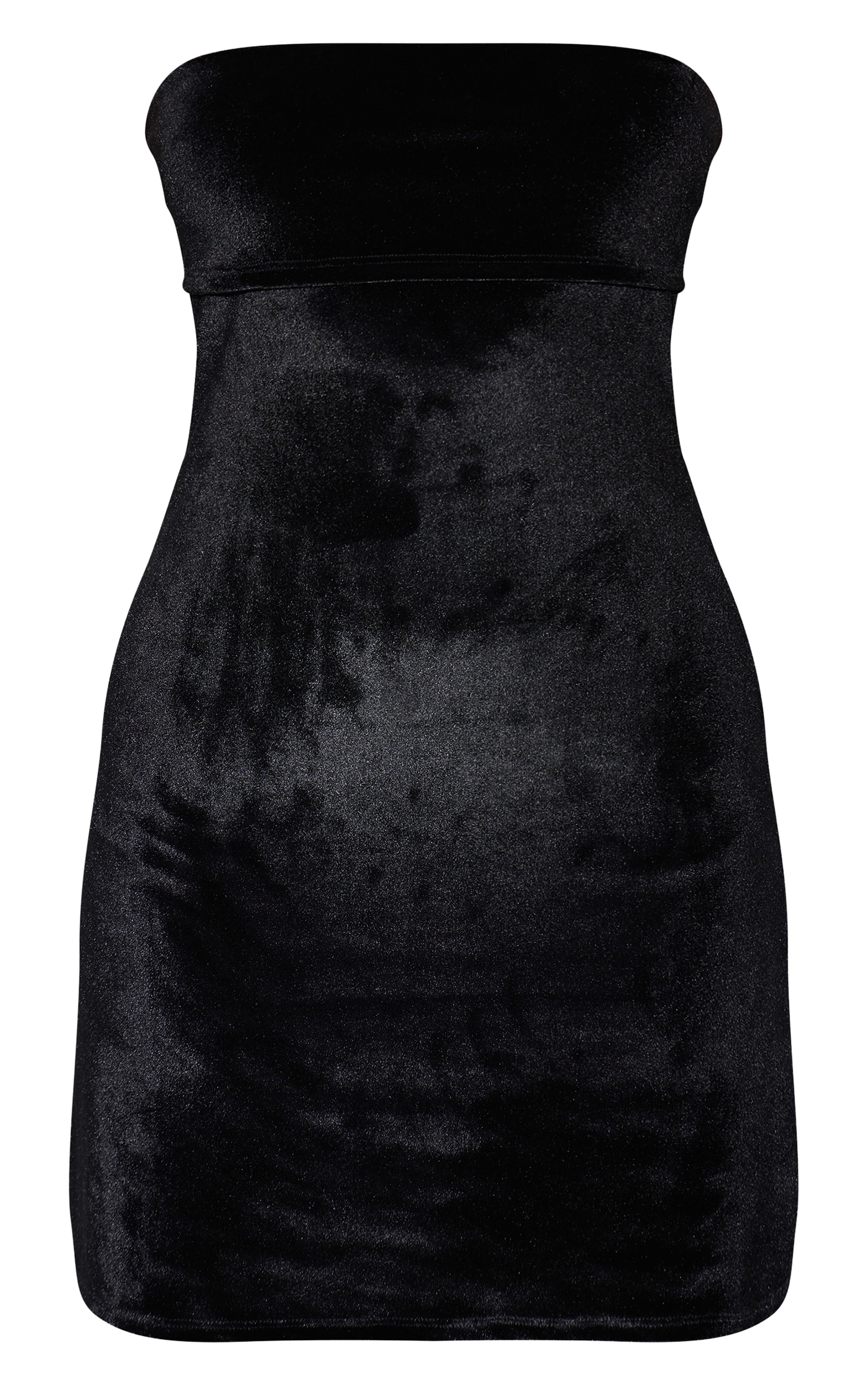 Black Velvet Bandeau Fold Over Mini Dress image 5